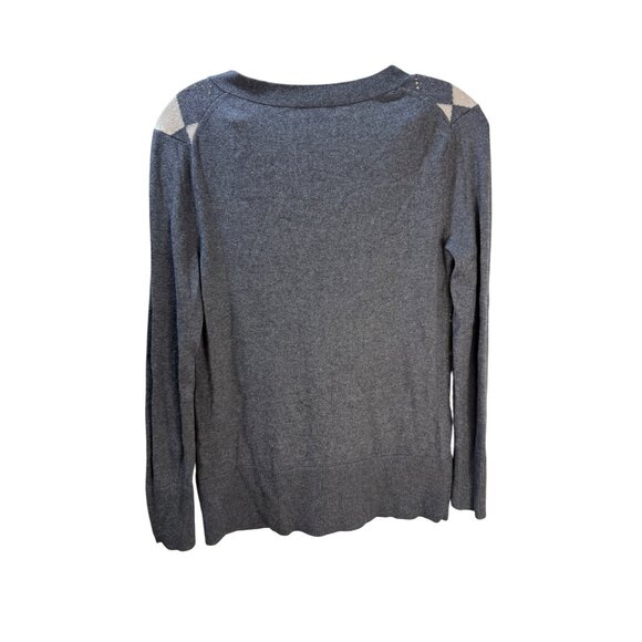 Banana Republic Womens Gray Argyle Sequin Cardigan Sweater S - Picture 2 of 10